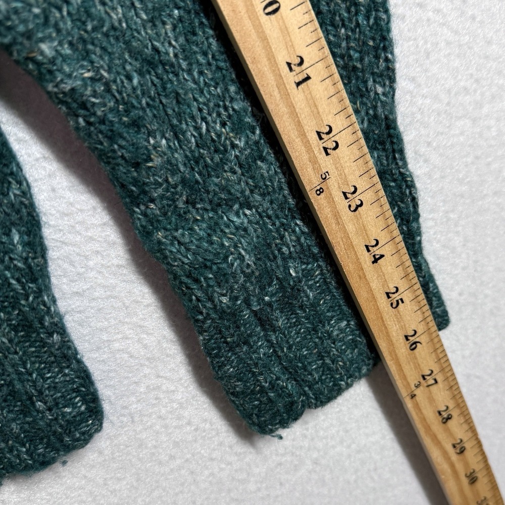 LL Bean Sweater Women Large Wool Blend Cable Knit Cardigan Fisherman Chunky Marl - Picture 9 of 10
